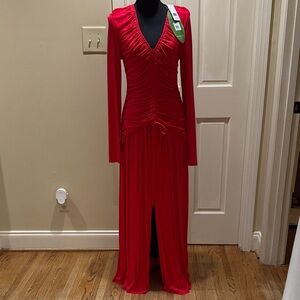 Elegant Red Ruched Dress